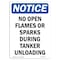 Signmission OSHA Notice Sign, No Open Flames Or Sparks During, 10in X 7in Rigid Plastic, 7" W, 10" H, Portrait OS-NS-P-710-V-14711 - alternate 1